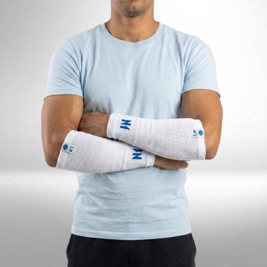 Imagem de Protetor De Antebraço Branco M Licenciado Cruzeiro Impacto Design Ergonômico N1 Sport