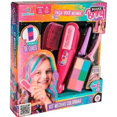 Imagem de Kit de Maquiagem Infantil Make Brinq Mechas Coloridas com Chapinha e Presilhas Polibrinq