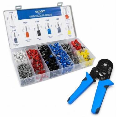 Imagem de KIT Alicate Prensa Terminais Ilhós Tubular 0,5 a 10mm 1200 Terminais S