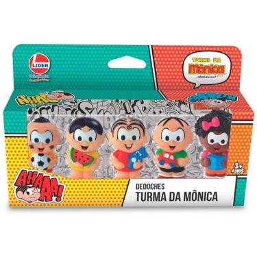 Imagem de Dedoches Turma da Mônica 2025 Display com 5 Unidades Personagens Clássicos Mônica Cebolinha Magali Cascão