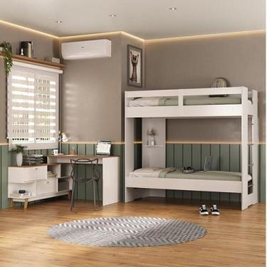 Imagem de Conjunto Quarto Juvenil Completo Nexis com Beliche e Escrivaninha em L