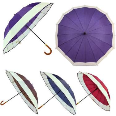 Imagem de Guarda Chuva Liso Grande Automático Colorida Sombrinha Reforçada Para 