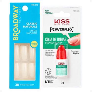 Imagem de Kit Kiss New York: Unhas Postiças Quadrado Longo No Limit e Cola De Un