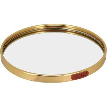 Imagem de BANDEJA DECORATIVA ENFEITE ESPELHADO METAL 20x20cm DOURADO LAVABO - HO