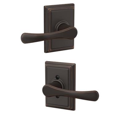 Imagem de SCHLAGE Maçaneta de porta Avila F10 VLA 716 ADD com acabamento Addison, trava de passagem de corredor e armário, bronze envelhecido