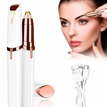 Imagem de Caneta Depiladora Facial Sobrancelha Elétrica LED USB Recarregável Rem