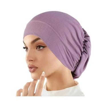 Imagem de Hijab Muçulmano De Cor Sólida Para Mulheres, Turbante Macio E Elástico