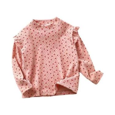 Imagem de Camiseta De Manga Longa Para Menina Com Estampa Floral E Poás, Blusa F