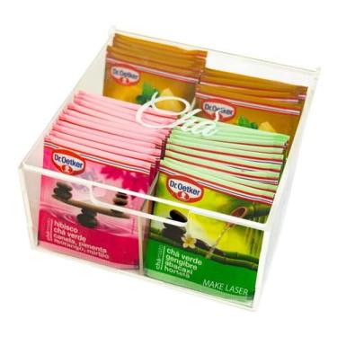 Imagem de Caixa Acrílica Organizadora, Sachê Porta Chá 4 Divisórias