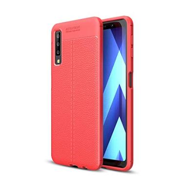 Imagem de Capa ultrafina para Galaxy A7 (2018)/A750 Litchi Texture Soft TPU Capa protetora (Cor: Vermelha)