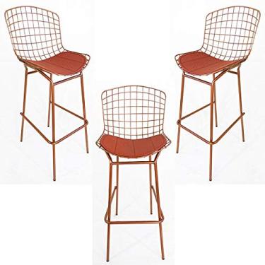 Imagem de Kit 3 Banquetas BERTÓIA cobre tubular - Poltronas do Sul