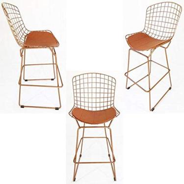 Imagem de Kit 3 Banquetas BERTOIA Cobre - Poltronas do Sul