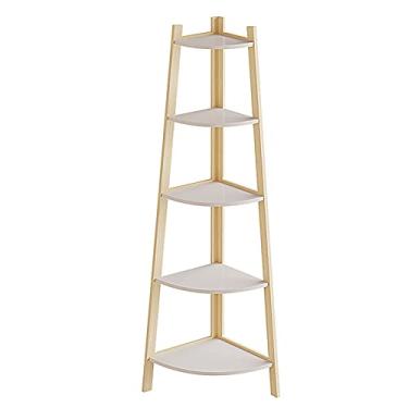 Imagem de Carrinho de cozinha elegante para estante de canto para prateleira, estante inclinada na parede, estante de livros, prateleira para escritório, sala de estar, 5 prateleiras de vegetais para cozinhas (cor: A)