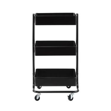Imagem de Carrinho Multiuso Organizadora 3 Prateleiras Em Aço Preta