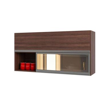 Imagem de Armário Aéreo Basculante Reflecta 1,20m 2 Portas Evidence Poliman Amêndoa