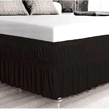 Imagem de SAIA PARA CAMA BOX SOLTEIRO C/ 2 ELÁSTICOS AJUSTÁVEL COR:PRETA