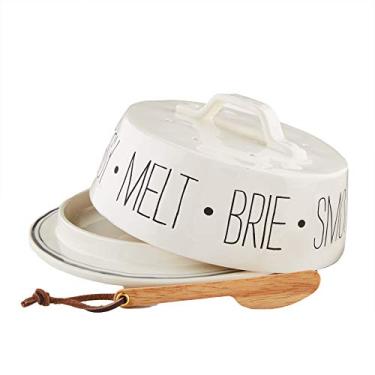 Imagem de Mud Pie Bistro Brie Baker, prato 10 x 20 cm de diâmetro | espalhador 12,7 cm, branco