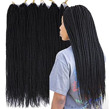 Imagem de Mayloss 6 Pacote/LOTE Senegalese Twist Crochet Tranças de Cabelo Pequeno Fácil Twist Crochet Trança Cabelo 2S Senegalese Twists 14 polegada 18inch 24inch 30 fios/pacote Penteados Para As Mulheres cor (24 polegad, 1)