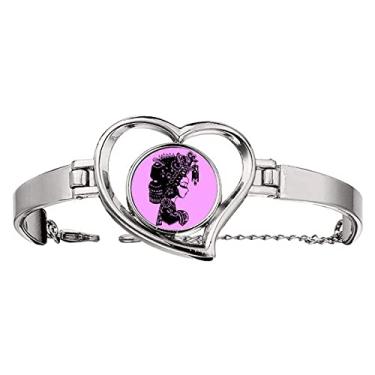Imagem de N/A N/A Bracelete com desenho chinês Dove Girl Processado Coração Joias Fio Bangle, medium, metal