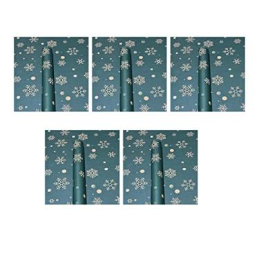 Imagem de Papel de embrulho de Natal 70 x 50 cm Papel de embalagem de Natal Papel de embalagem de flocos de neve Papel de lenço de embrulho de Retrô, 5 peças
