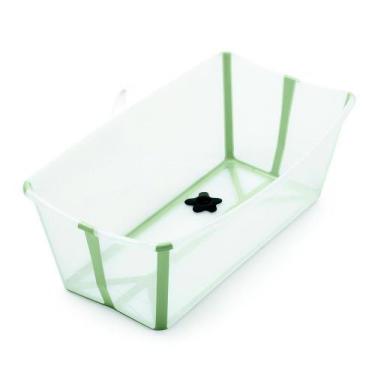 Imagem de Banheira Flexível Com Plug Térmico Transparente Com Verde - Stokke