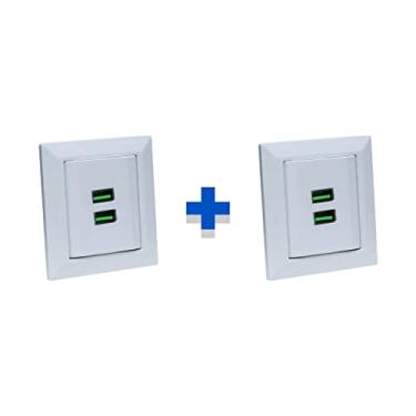 Imagem de Kit Espelhos de Tomadas Duplo Chanfrado com 2 Usb 4.9A COR:BRANCO