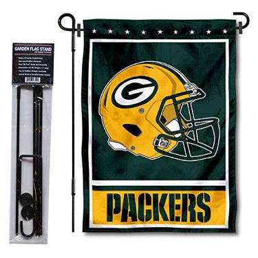 Imagem de WinCraft Bandeira de Jardim de Futebol Green Bay Packers e Suporte de Poste, 33 x 45 cm, Verde