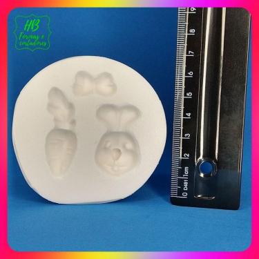 Imagem de Molde Silicone Coelho Cenoura Laço Páscoa