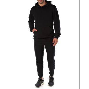 Imagem de Conjunto Moletom Com Capuz Masculino Flanelado Algodão Liso