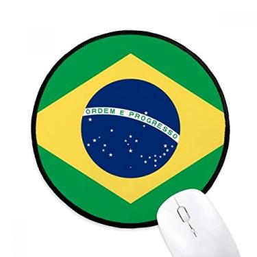 Imagem de Tapete de mouse com bandeira nacional do Brasil América do Sul para mesa de escritório tapete redondo para computador