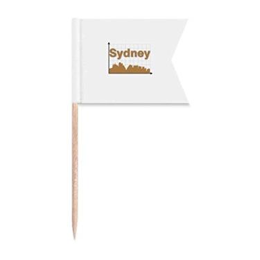 Imagem de Coordinate Outline Bandeiras de palito de dente City Sydney Marcação de rotulagem para bolo de festa Prato de queijo