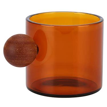 Imagem de Xícara de café de vidro, xícara de café de vidro transparente, resistência ao calor suave e redonda para festa, escritório e bar (marrom)