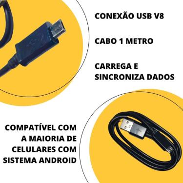 Imagem de Kit 3 Cabo Carregador de Celular V8 XT38-V8 Micro USB