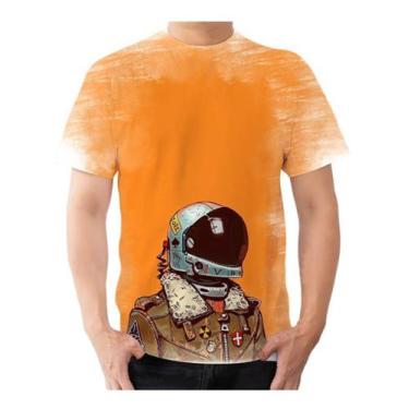 Imagem de Camisa Camiseta Personalizada Astronalta Fundo Laranja - Estilo Kraken