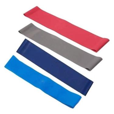 Imagem de Kit 4 Mini Band Faixa Elástica Circular Pilates Yoga