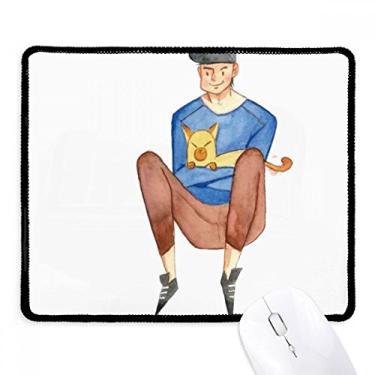 Imagem de Miaoji Pintura Aquarela Gato Meninos Mousepad Borda Costurada Tapete Borracha Gaming Pad