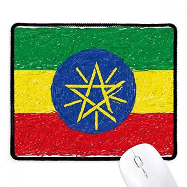 Imagem de Mousepad listrado com bandeira da Etiópia e giz de cera, tapete de borracha para jogos