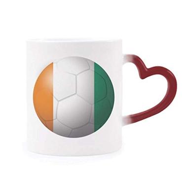 Imagem de Coate d'Ivoire Caneca de futebol com bandeira nacional sensível ao calor Copo de grés que muda de cor vermelha
