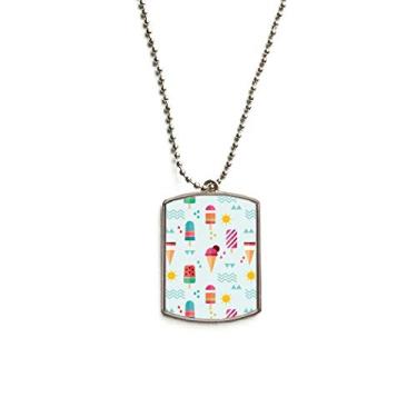 Imagem de DIYthinker Colar com pingente de corrente de aço inoxidável Sun Mountain River picolé doce sorvete doce