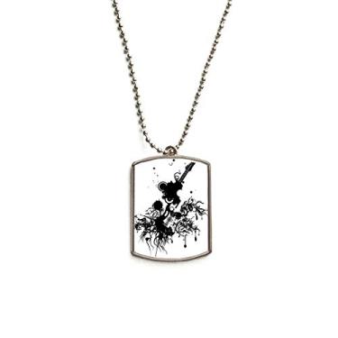 Imagem de DIYthinker Colar para animais de estimação com pingente de corrente de aço inoxidável para guitarra e instrumentos musicais