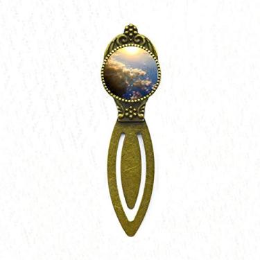 Imagem de Marcador de página retrô laranja Sunshine céu nuvens para escritório