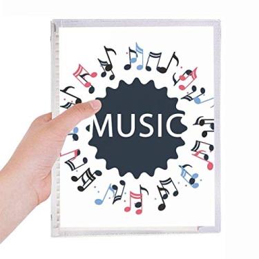 Imagem de Caderno de notas musicais em formato redondo azul vermelho folhas soltas diário recarregável artigos de papelaria