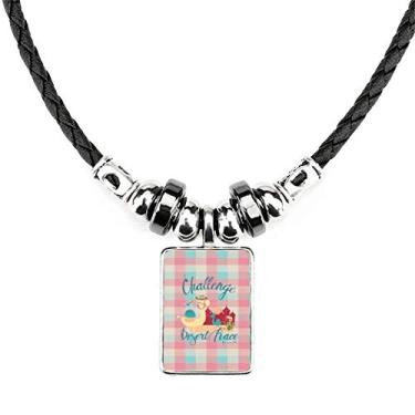 Imagem de DIYthinker Camel Bird Castle Colar quadrado vermelho azul joia Torque pingente de corda de couro