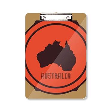 Imagem de Mapa da Austrália ilustração vermelha e preta prancheta pasta bloco de escrita placa de apoio A4