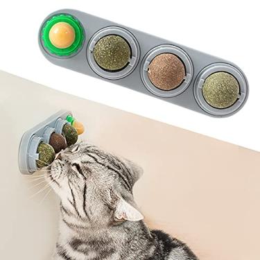 Imagem de Potaroma 4 brinquedos de bola Silvervine de erva-dos-gatos, bola de energia extra para gatos, mastigável para gatos comestíveis, limpeza de dentes, petiscos dentários de parede, sabor concentrado para