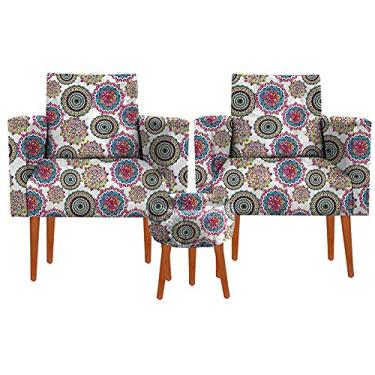 Imagem de Kit 02 Poltrona Decorativa Nina + Puff Suede Mandalla Branco