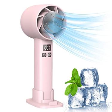 Imagem de pologmase Ventilador portátil recarregável, turbina portátil refrigeração silenciosa – mão 1800 mAh com visor digital sopra ar frio 3 velocidades para ambientes internos e externos