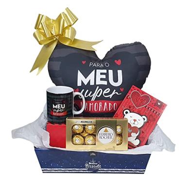 Imagem de Presente De Namorado e Marido Dias dos Namorados Kit de presente com Almofada Caneca Cartão e Chocolate Ferrero Rocher T8 com 8 Bombons Presente Para Namorado (Kit-Namorado)