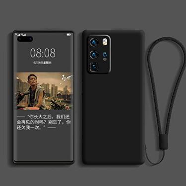 Imagem de Capa de telefone de silicone líquido para Huawei P50 P40 Lite P30 P20 Lite Pro Mate 40 30 20 Pro Alça macia Cor sólida capa traseira, preto, para Mate 20 Pro