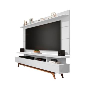 Imagem de Rack C/ Painel Vivare 1.8 Wood Branco Acetinado-Germai Móveis